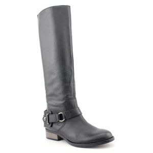 Coach Black Tall Leather Moto Boots